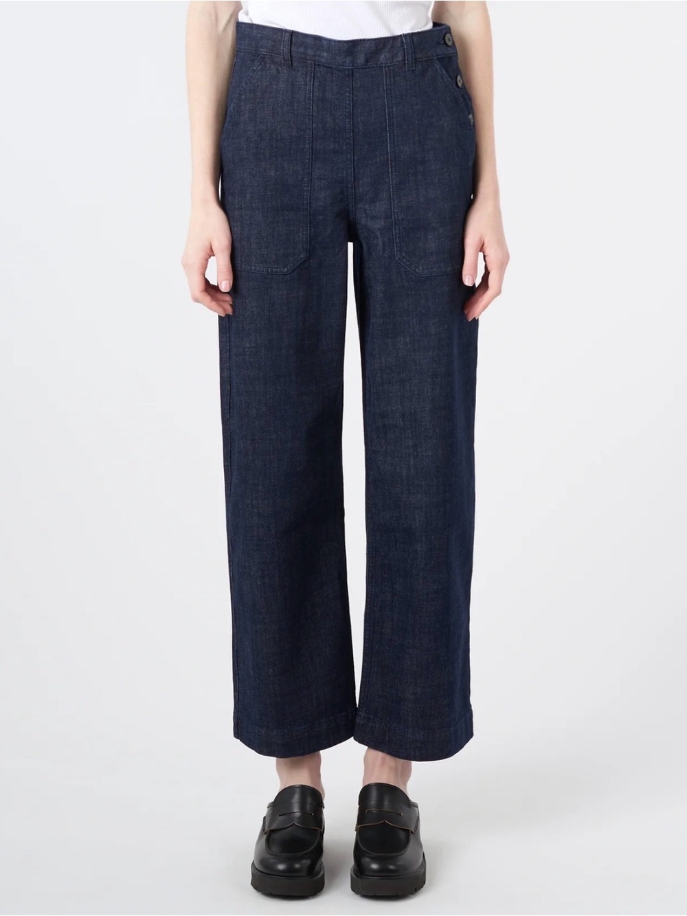 TOAST Annie Side-Button Jeans in organic dark indigo